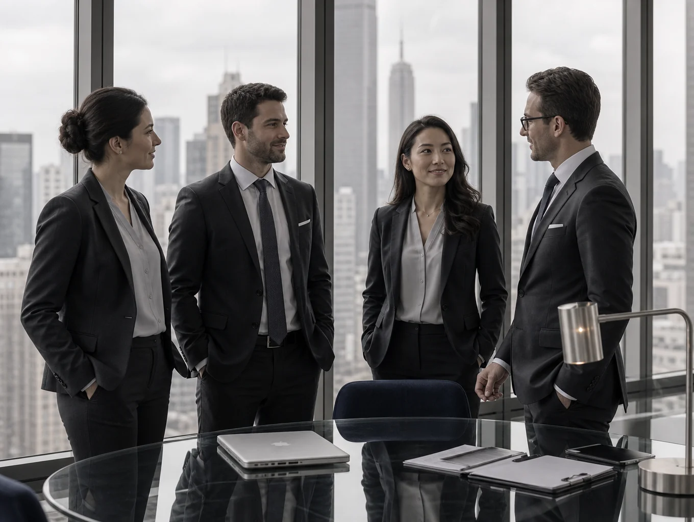 Professional corporate strategy meeting in a modern office