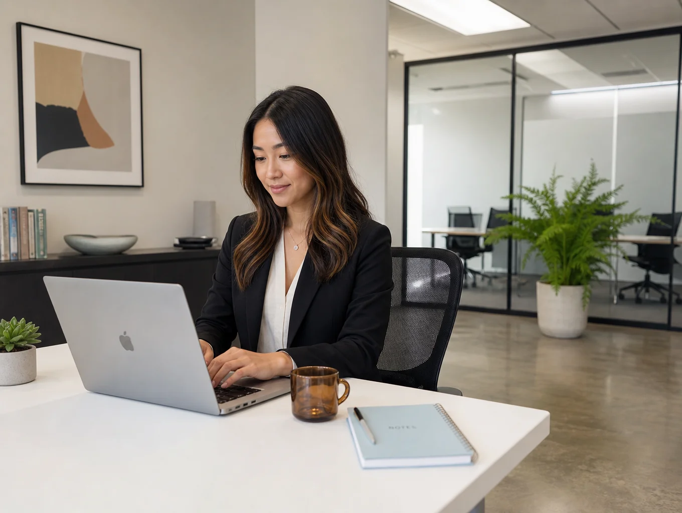 Administrative professional working in a modern office