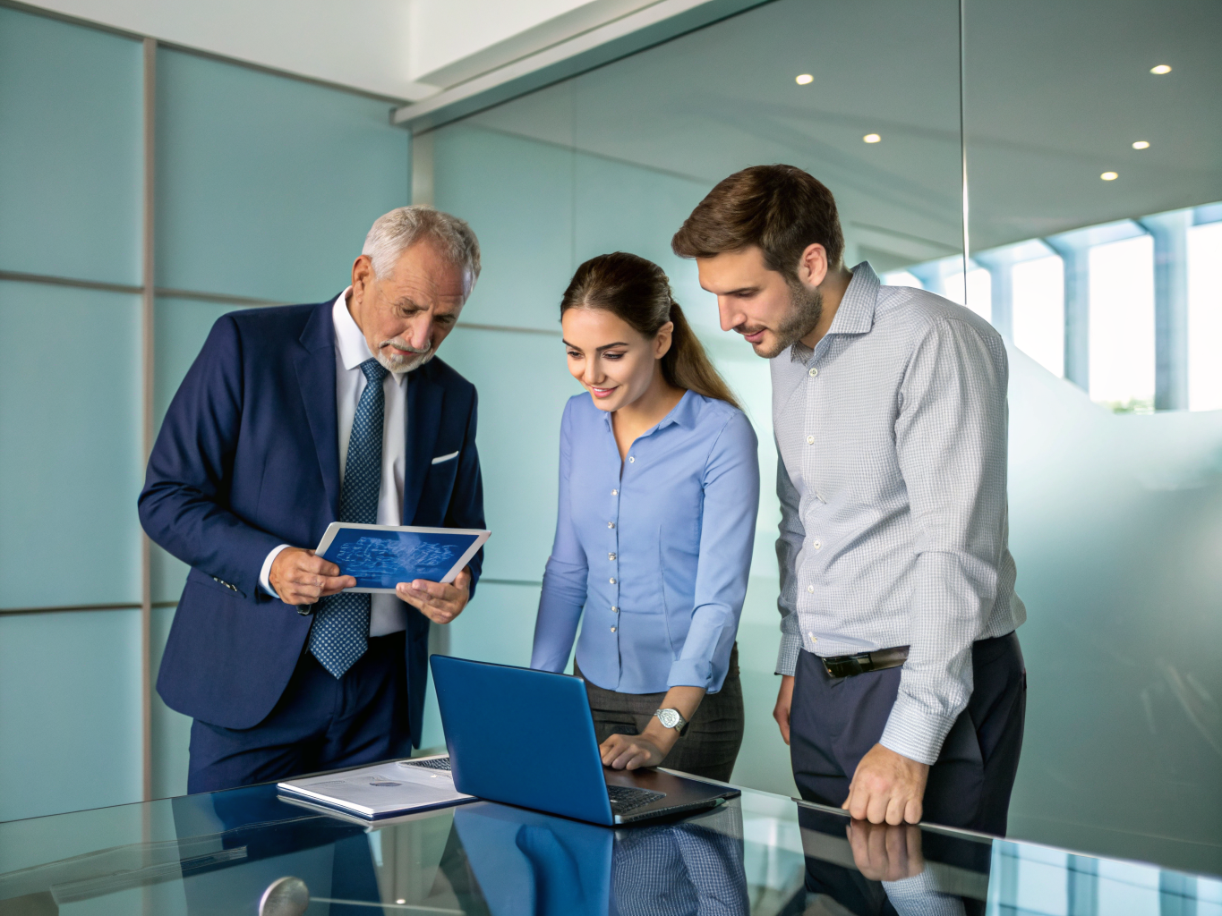 Professional team reviewing recruitment strategies in a modern office