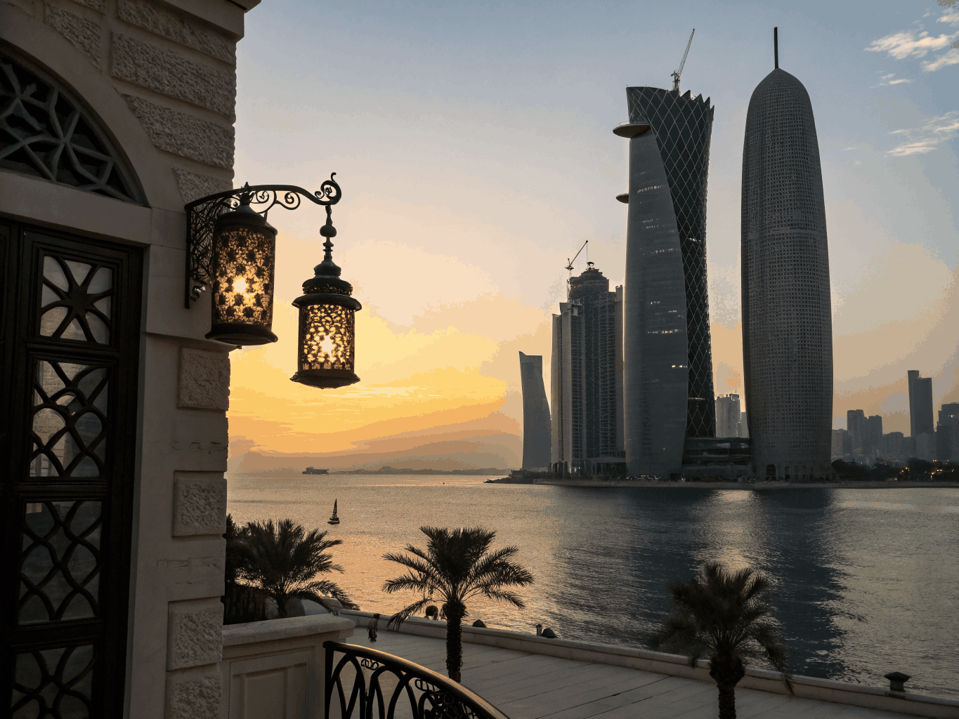 Doha Corniche and West Bay financial district skyline
