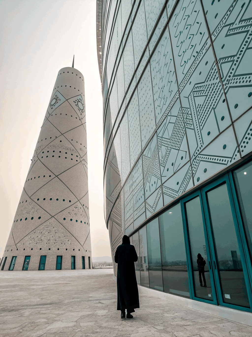 Modern architectural details of a corporate building in Doha, Qatar
