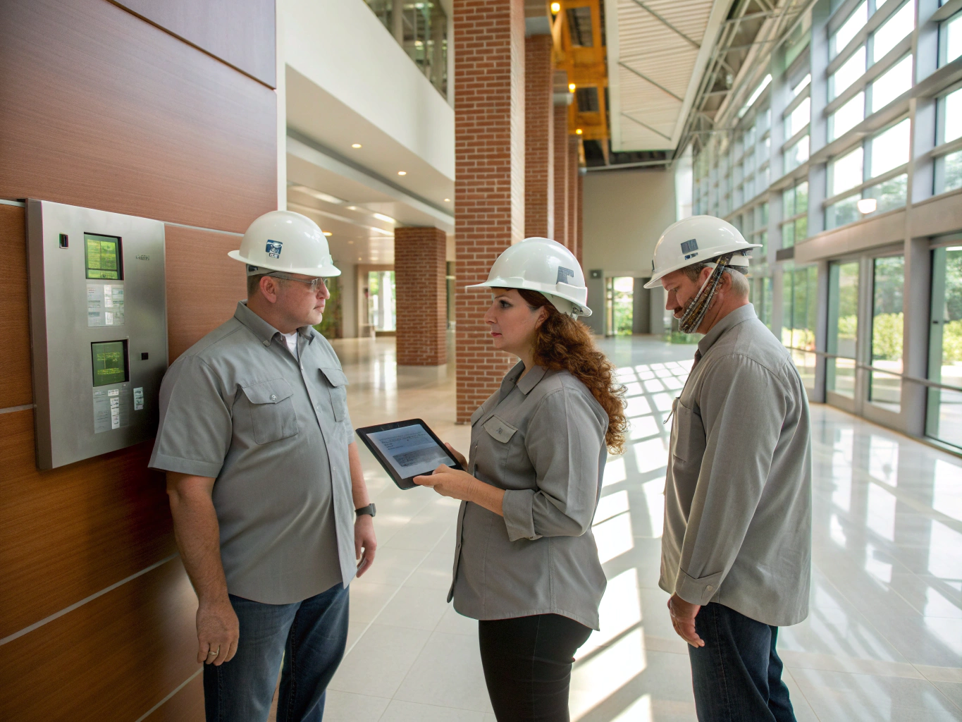 Facility management team performing maintenance