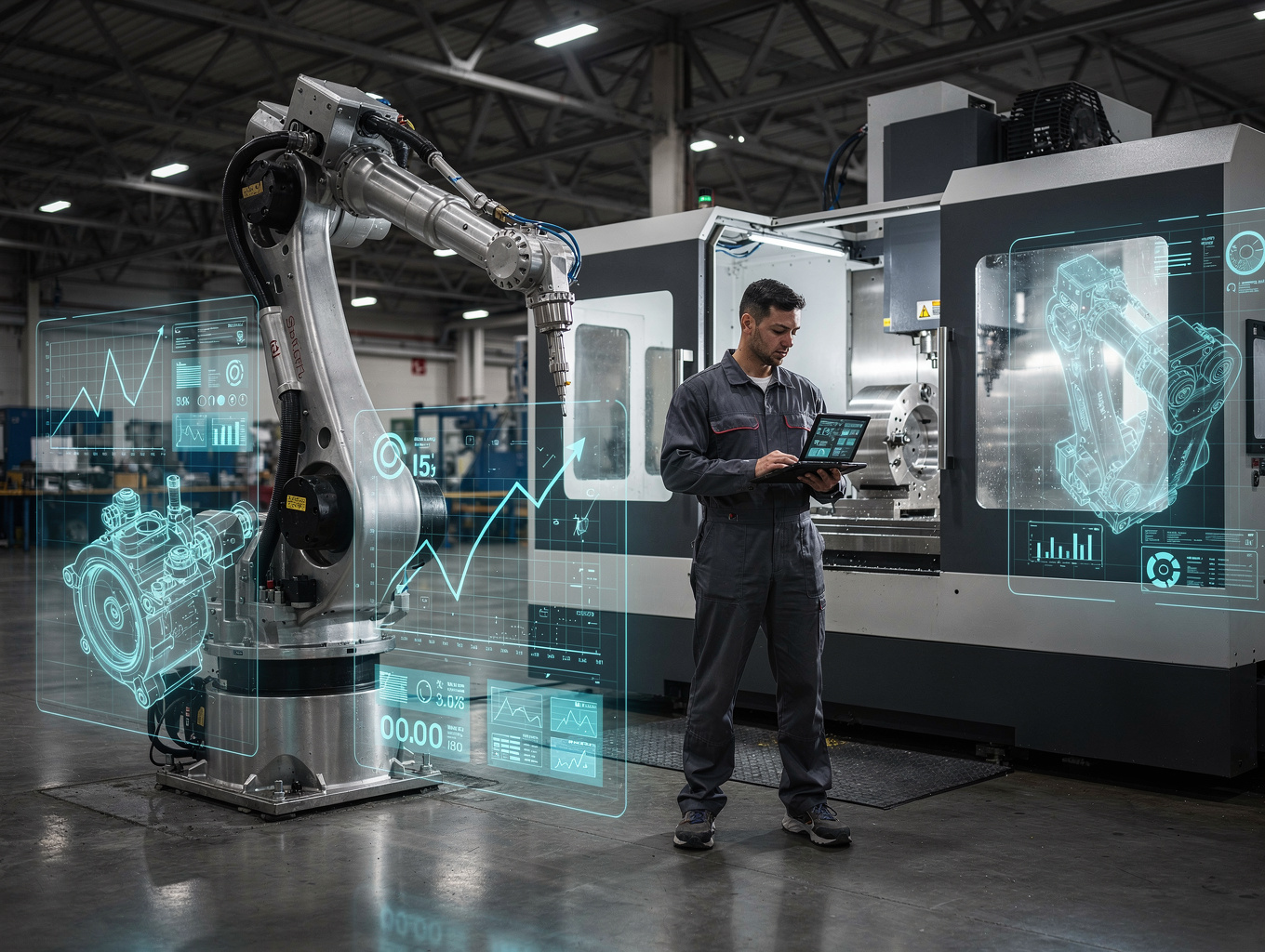 Skilled technician working with industrial equipment